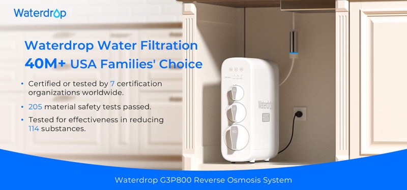 Waterdrop G3P800 tankless reverse osmosis system for PFAS removal
